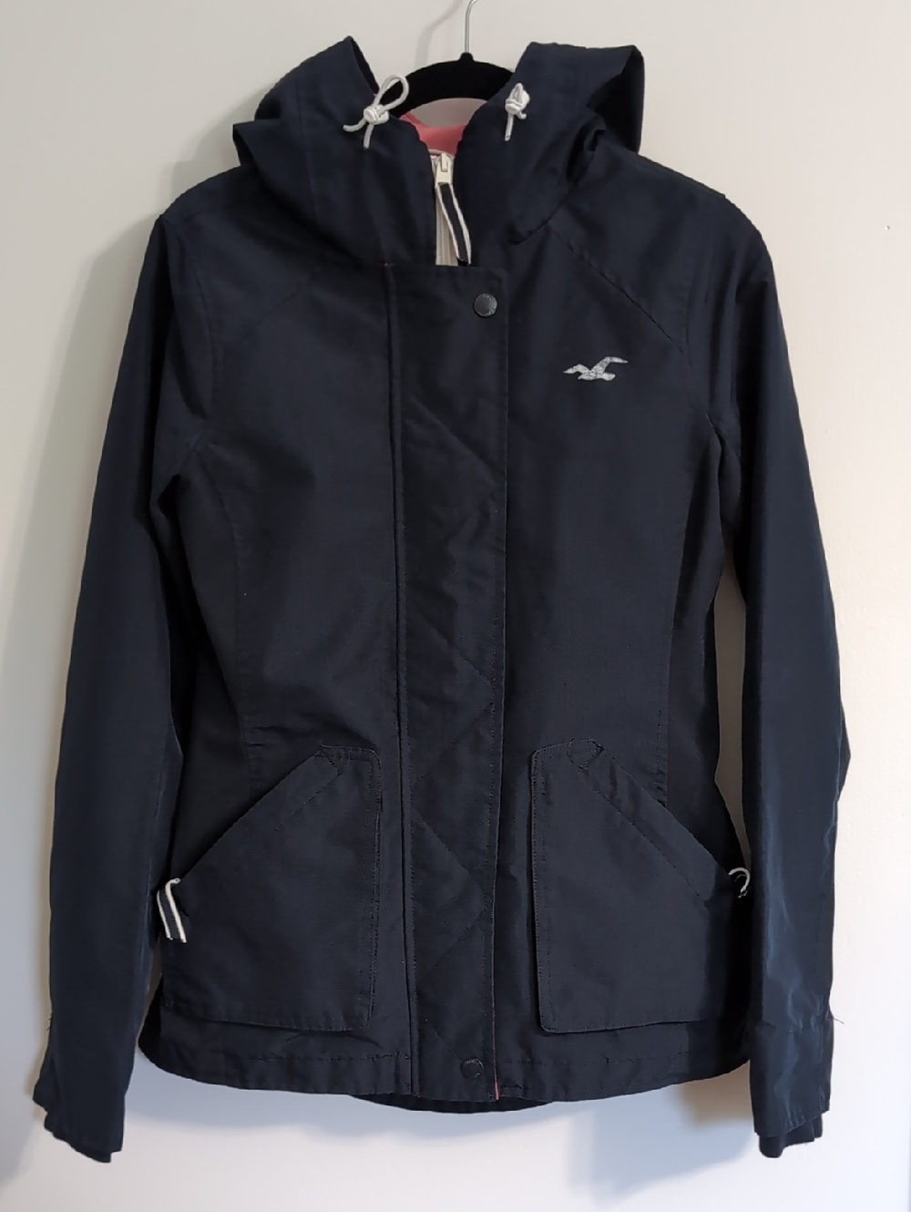 Hollister Women's Dark Navy Hooded All Weather Jacket Utility